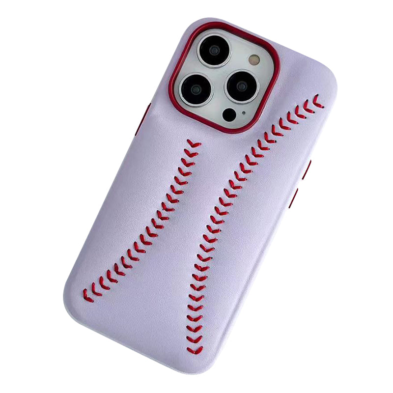 For iPhone 14 Pro Max Baseball Texture Embroidery Phone Case PU Leather Coated Hard PC Back Cover For iPhone 14 Pro Max Baseball Texture Embroidery Phone Case PU Leather Coated Hard PC Back Cover